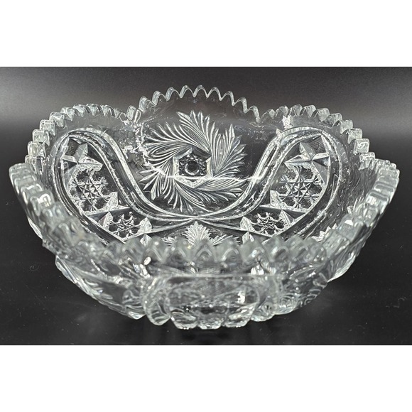 Set of 3 Antique McKee Glass Pres Cut Crystal Bowls WILTEC Pattern 1913 8.5" - Picture 3 of 8